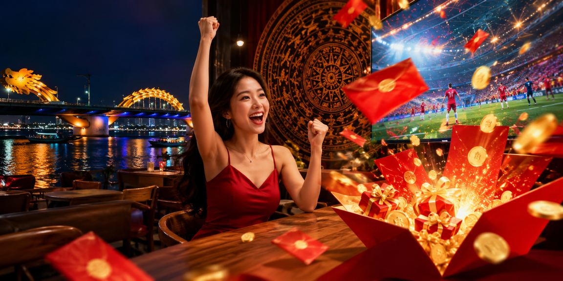 Phong cảnh Đà Nẵng với phong bao lì xì may mắn
